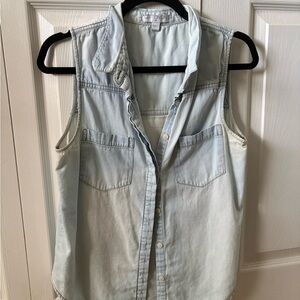 Cotton On Light Blue Sleeveless Button-Down Shirt